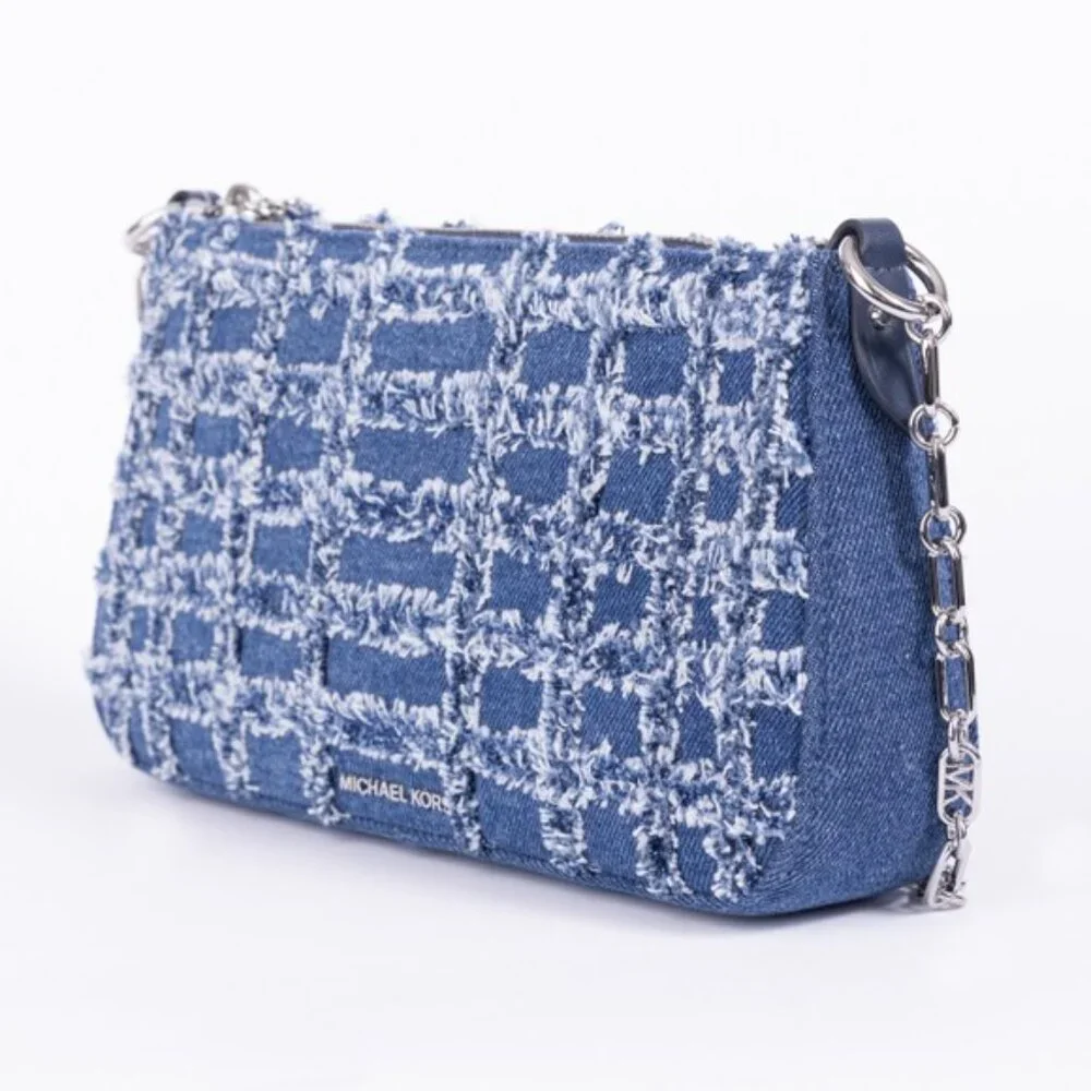 NEW WITH ORIGINAL TAGS Michael Kors Women Blue Denim Chain Pouchette - Picture 2 of 3